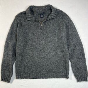 Great Northwest Clothing Co Knit Wool Sweater Gray 1/4 Zip Mens Size XL